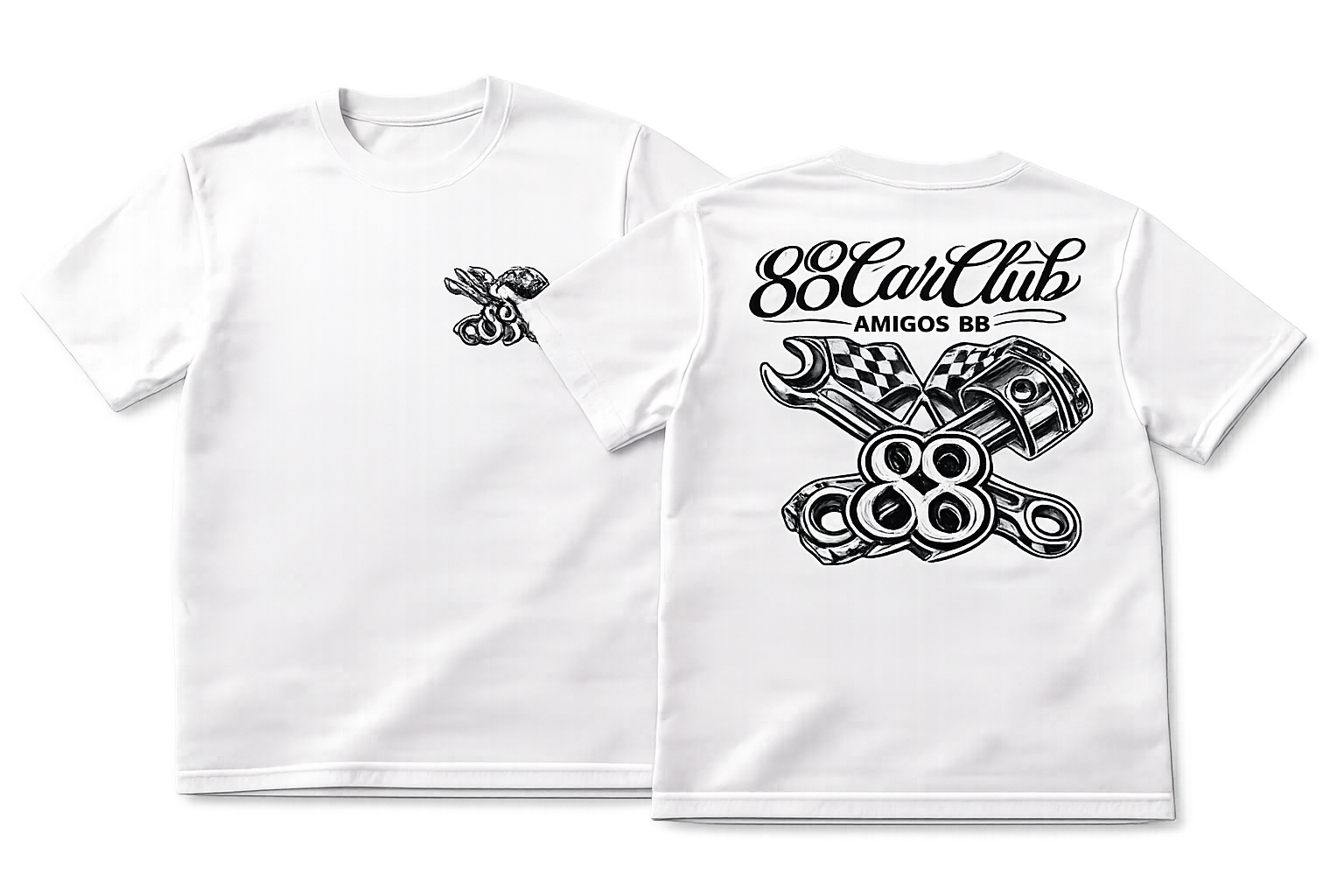 Camiseta branca do 88 Car Club